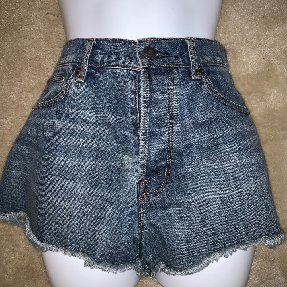 The Kooples High Waisted Denim Shorts